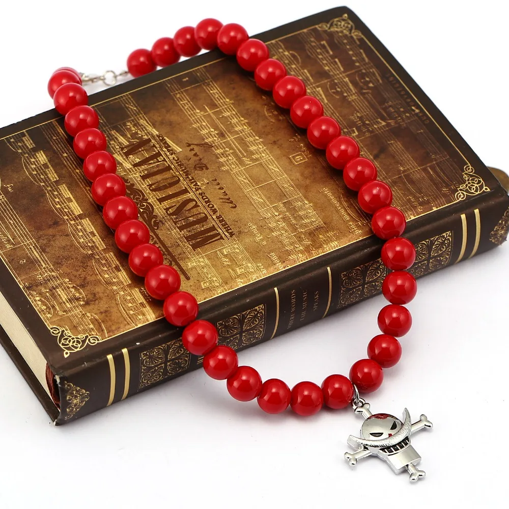 

Anime One Piece Portgas D Ace Red Beads Necklace White Beard Pendants & Necklaces Cosplay Charm Cosplay Props Jewelry HF12119