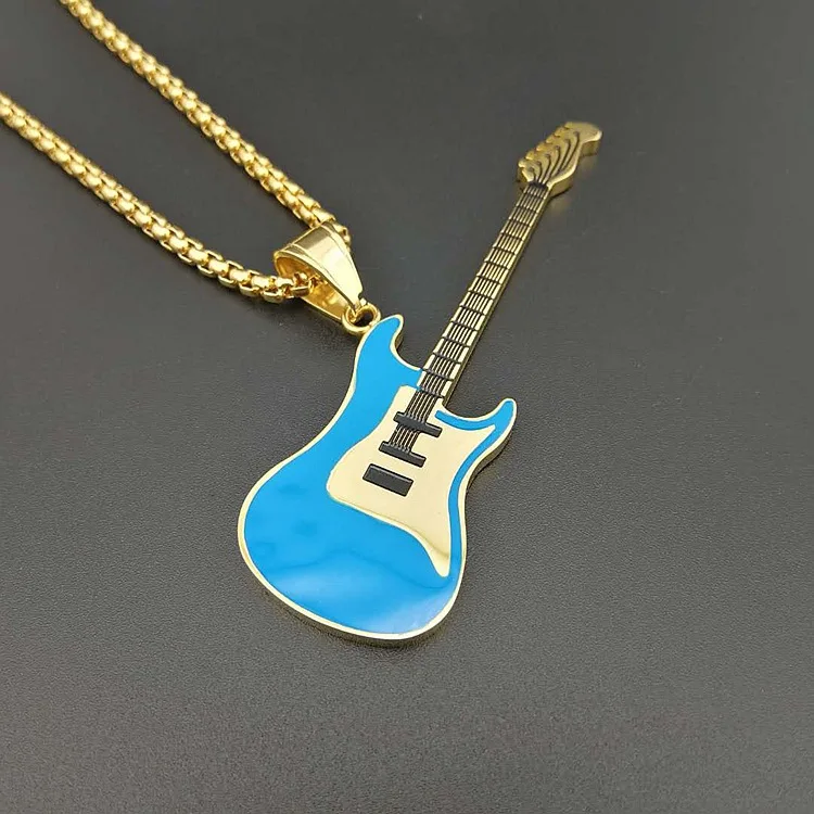 6 color Guitar Necklace For Men/Women Music Lover Gift Black/Gold Color