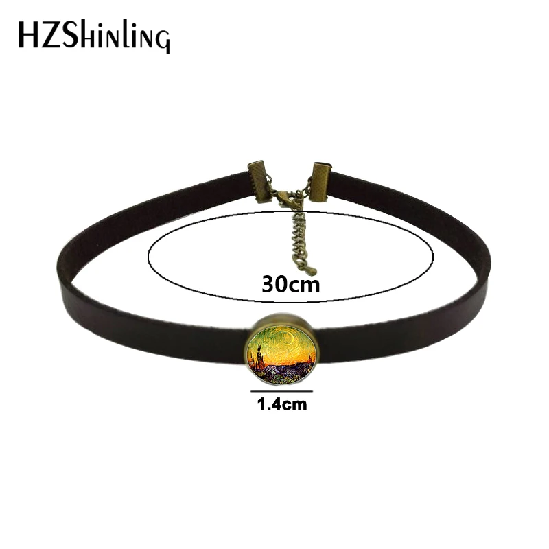 Новинка, подвеска с изображением Ван Гога, звездная ночь Винсента, ювелирное изделие, кожаное колье, ожерелье, подарки для женщин