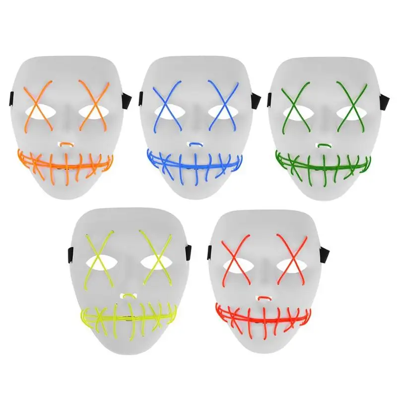 Хэллоуин СВЕТОДИОДНАЯ световая Маска Косплей Костюмные принадлежности для детей взрослые холодные светящийся яркий маски светятся в