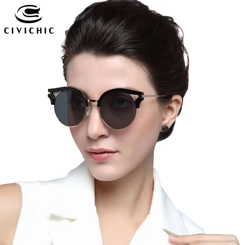 

CIVI CHIC UV400 Cats Eyes Lunettes HD Sunglasses Woman Retro Mirror Glasses Driving Eyewear Round Oculos De Sol Cool Gafas E132