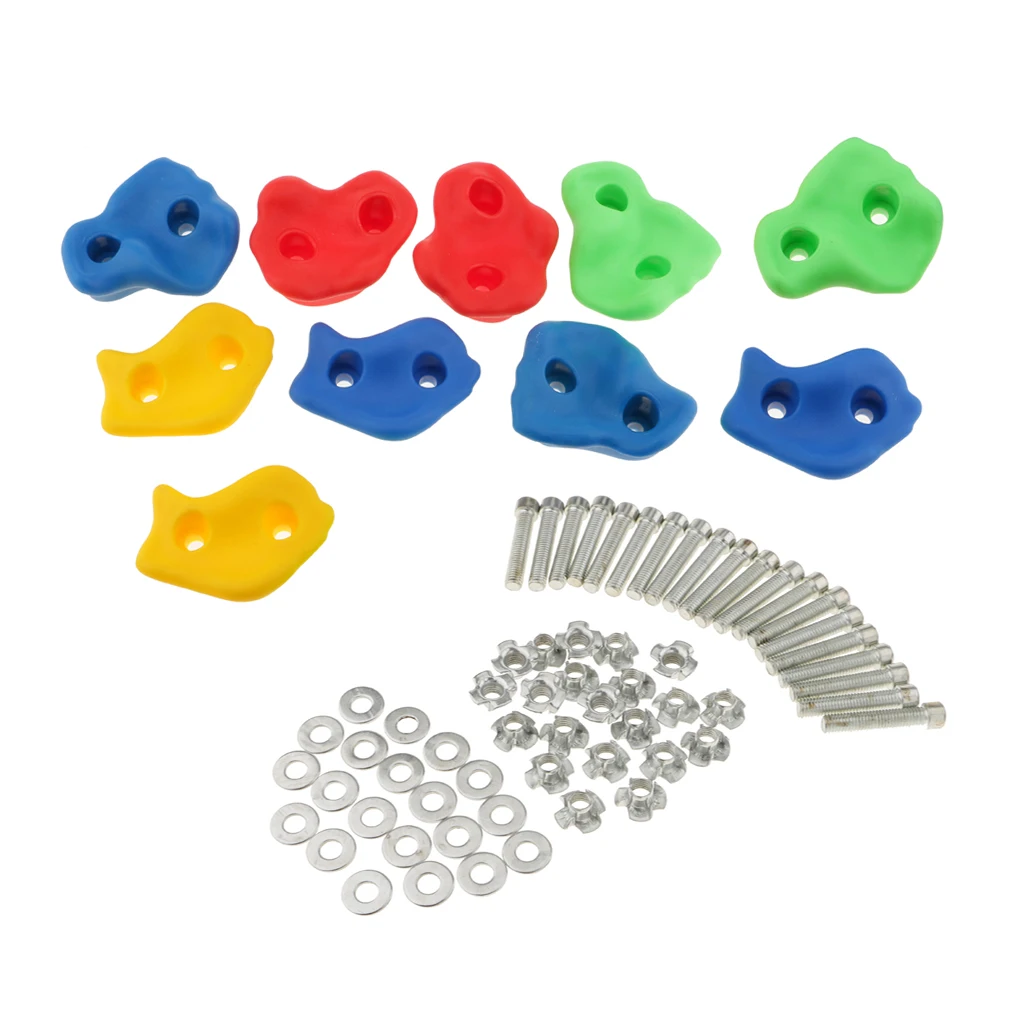

10pcs/pack Climbing Frame Mixed Color Rock Climbing Wall Stones Assorted Hand Feet Holds Grip Small Size Hardware Kits for kids