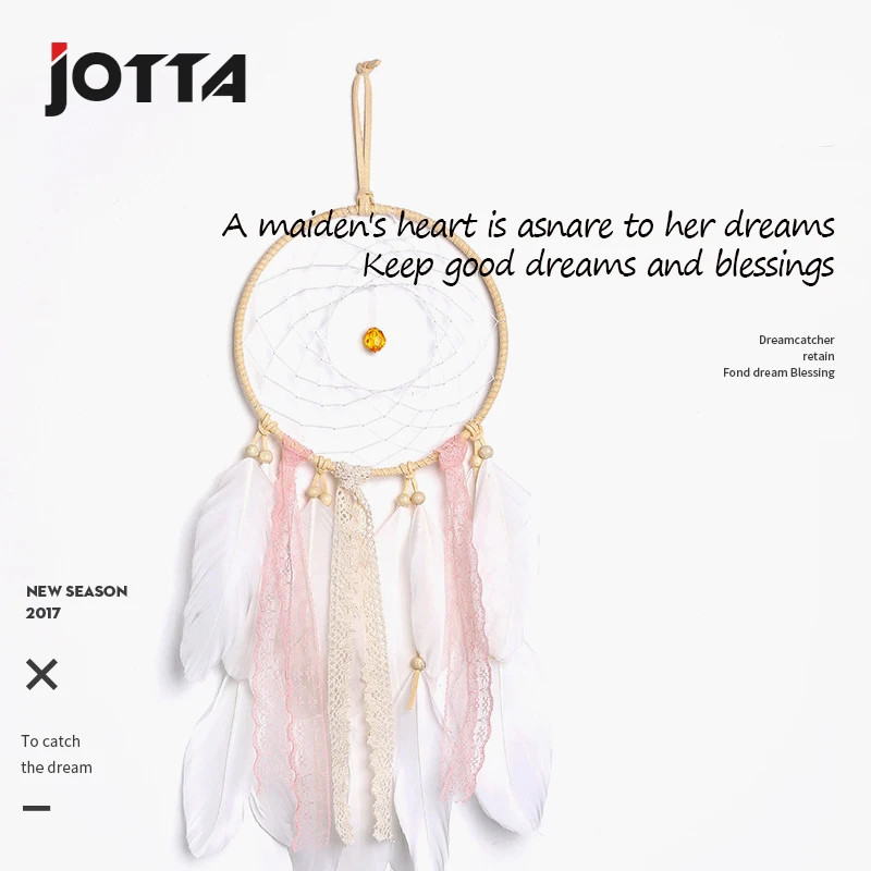 

Handicraft handicraft girl heart catches dream net feather to hang adornment to live in adornment wall to hang adornment