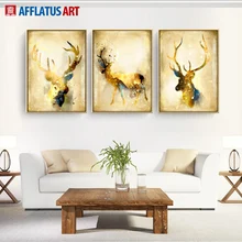INSPIRAÇÃO Pintura Decoração Nórdico Pints de Cervo Dourado Pintura Da Lona Da Parede Da Arte Da Lona Parede Pictures For Living Room Home Decor