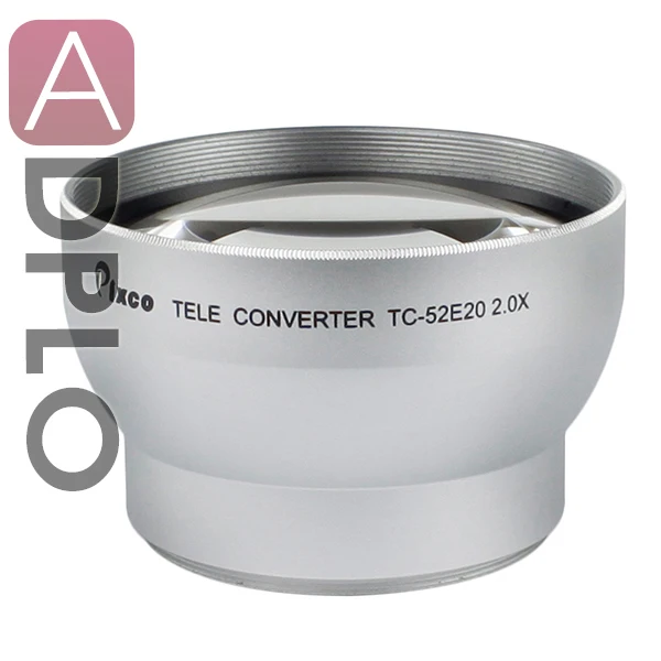 52mm 2.0X Tele Lens  Suit For Canon /Nikon /Sony /Pentax Camera Lens (Silver)