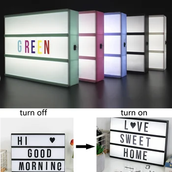 

A4/A6 Size DIY Letters Symbol Cards Decoration Lamp Message Board Lightbox LED Combination Night Light Box Lamp AA Battery