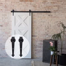 LWZH 14ft/15ft Sliding Barn Door Track System Door Hardware Closet Door Sliding Heart Shaped Track Roller for Single Door