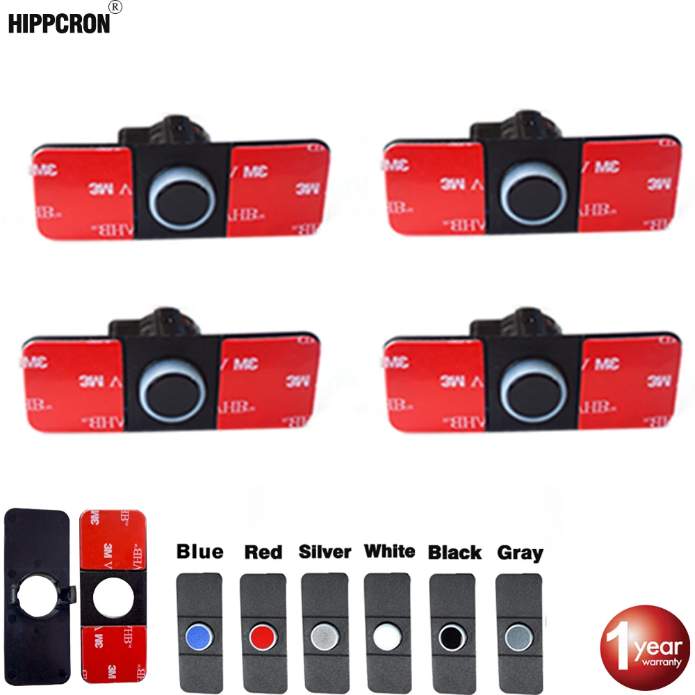 

Hippcron 16mm Flat Sensor Black Silver White Color/Hole Saw 4 Pcs for Car Parking Sensor Kit Monitor Reverse System