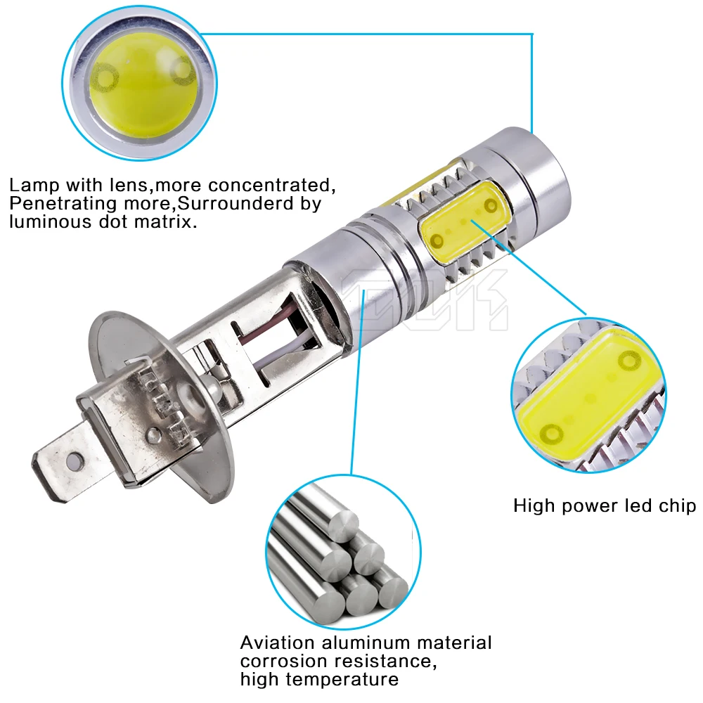 2 шт./лот супер яркий H1 светодиодный 7,5 Вт светодиодные линзы SMD h1 h3 880 881 светодиодный Противотуманные фары Дневные ходовые лампы светильник лампа для авто светильник