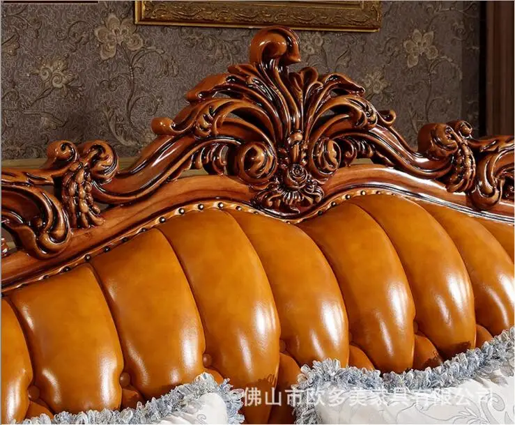 high quality European antique living room sofa furniture genuine leather set d1425 high quality European antique living room sofa furniture genuine leather set d1425