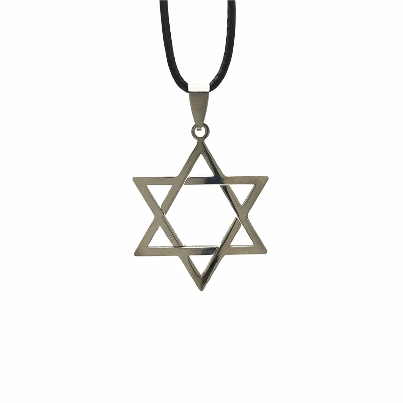 

LPHZQH fashion Stainless Steel Star of David pendant necklace Women Men jewish jewelery choker necklace charm silver color