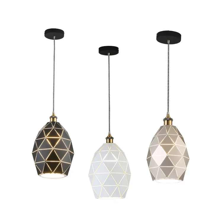 Post Modern Pendant Light Painted Metal Hanging Drop Lights Home Retro Industrial Pendant Lamp Silver Black White E27 E26 Lights (3)