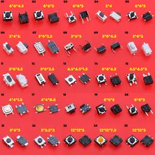 Cltgxdd 25 modelos de Reset Interruptor de Botão Micro chave Push Tátil Tact Mini Folha Mudar 2pin 4pin DIP SMD 2*4 / 3*6 / 4*4 / 6*6