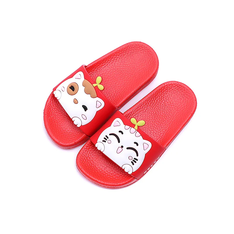 

New Boys Girls 2019 Slippers Summer Children Flip Flops Indoor Bathroom Slides Flat Heels Cartoon Cats Beach Slippers