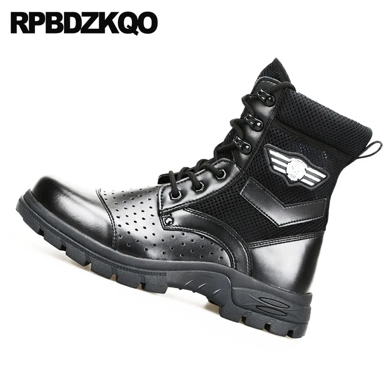 Combate Grife Exército Masculino Preto Militares Deserto Tático Chuteiras Homens Italiano Confortável Malha Cheio Plataforma Curto Tornozelo Moda Calçado Sapatos Couro Alto Topo Grão Qualidade Alta De 6gnfPn