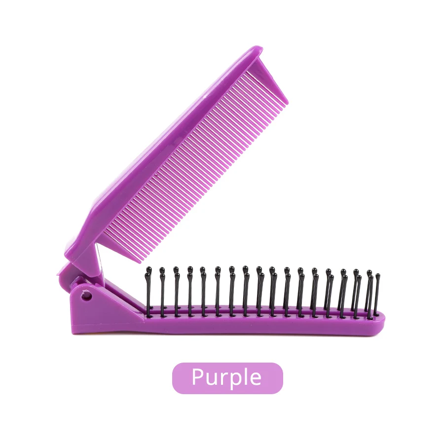 Профессиональная портативная складная щетка для волос Plussign, компактная карманная расческа для волос, двухсторонняя Антистатическая расческа, 6 цветов - Цвет: Фиолетовый