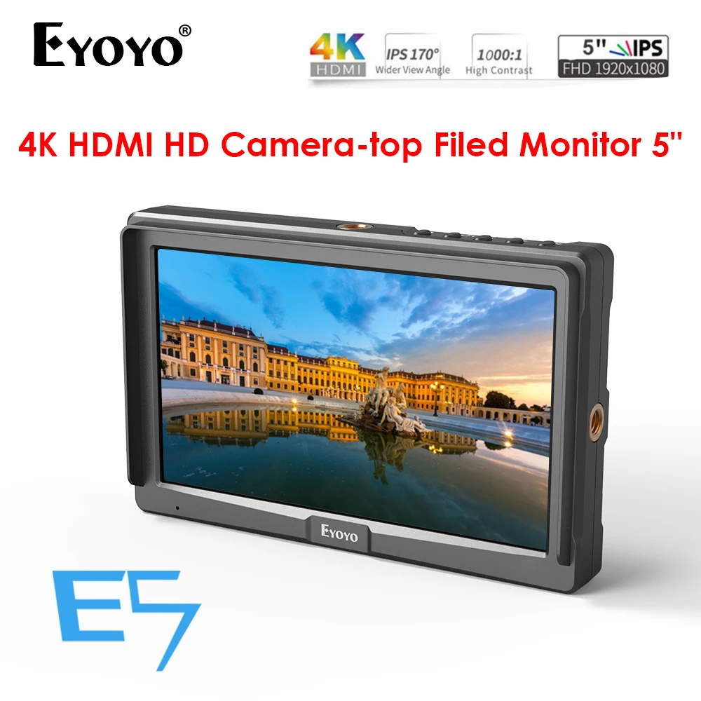 

Eyoyo E5 5" Latest 5 Inches 1920x1080 Mini Field IPS Video Monitor On-Camera monitor 4K Dslr Video Stabilizer