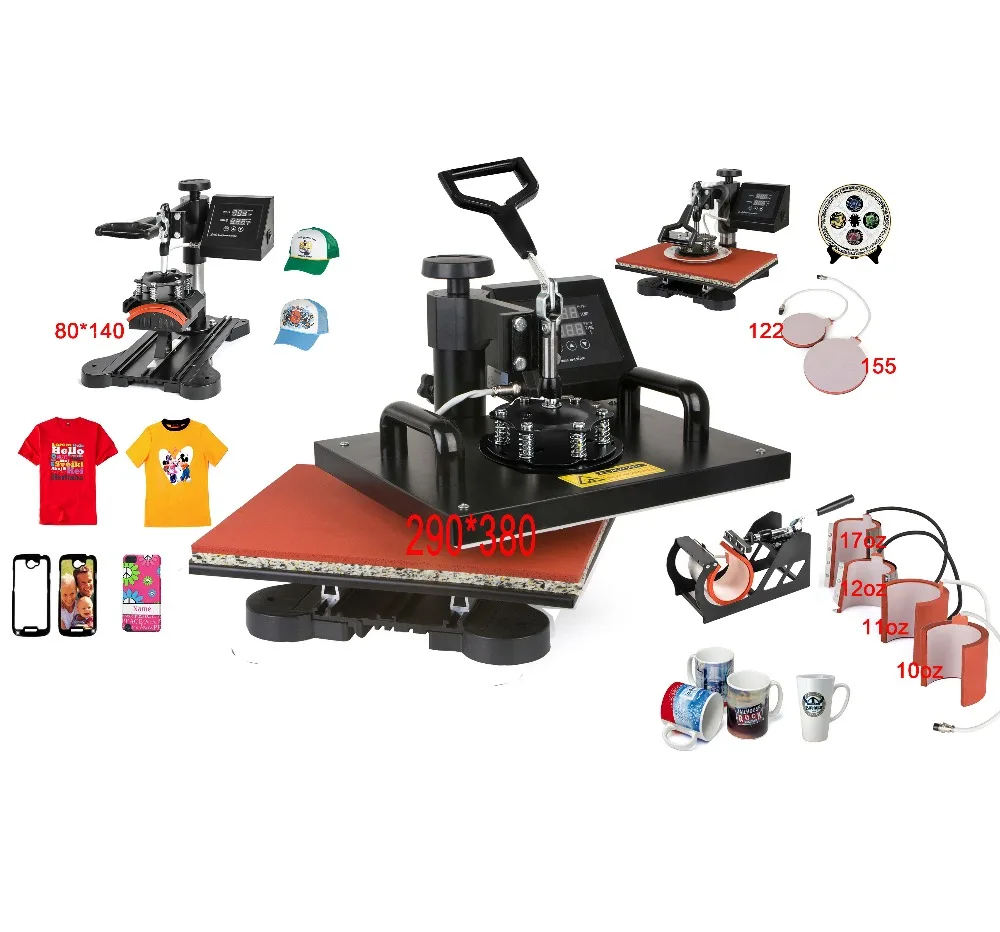 Advanced New Design 8 In 1 Combo Heat Press Machine,Sublimation/Heat Transfer Machine,Heat Press For Mug/Cap/T shirt /Phone case