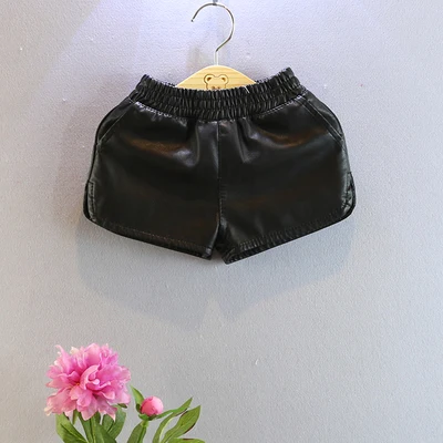 

summer autumn winter new baby girls pants fake leather boys shorts black solid color unisex pu girls boys pants suit for 2-7Y