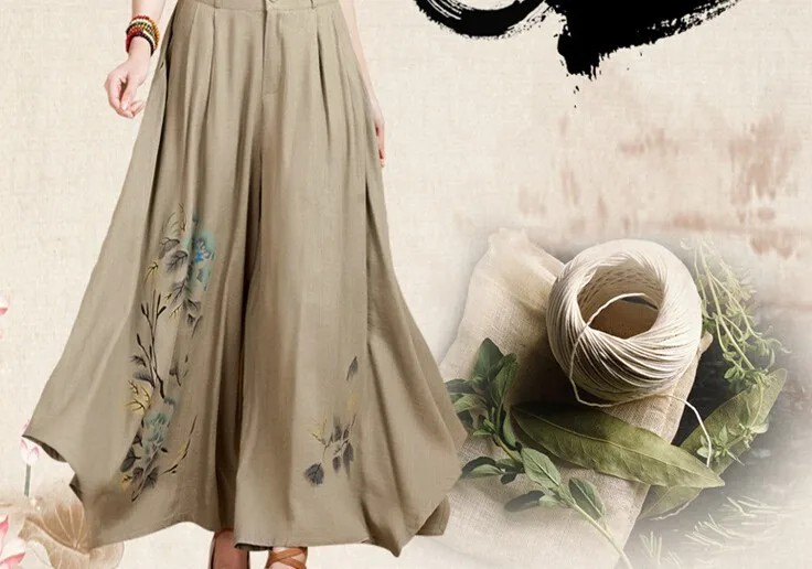 Бесплатная доставка Лето-весна осень белье Штаны для женщин окрашены национальный тренд свободные штаны повседневные Капри большого