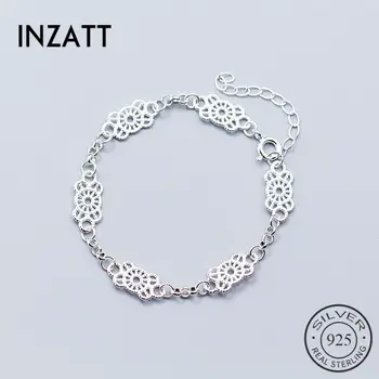 

INZATT Real 925 Sterling Silver Cute Exquisite Hollow Flower Stacked Bracelet Elegant Fine Jewelry For Women Engagement Gift