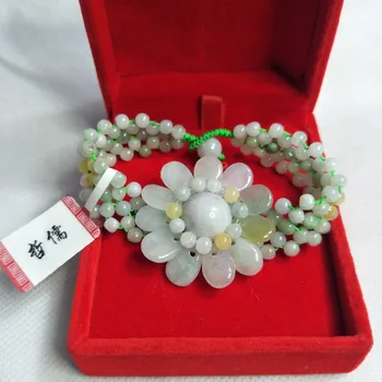 

Zheru Jewelry Natural Jadeite Tri-Color Bracelet Hand-woven Sun Flower Bracelet Send A-level National Inspection Certificate