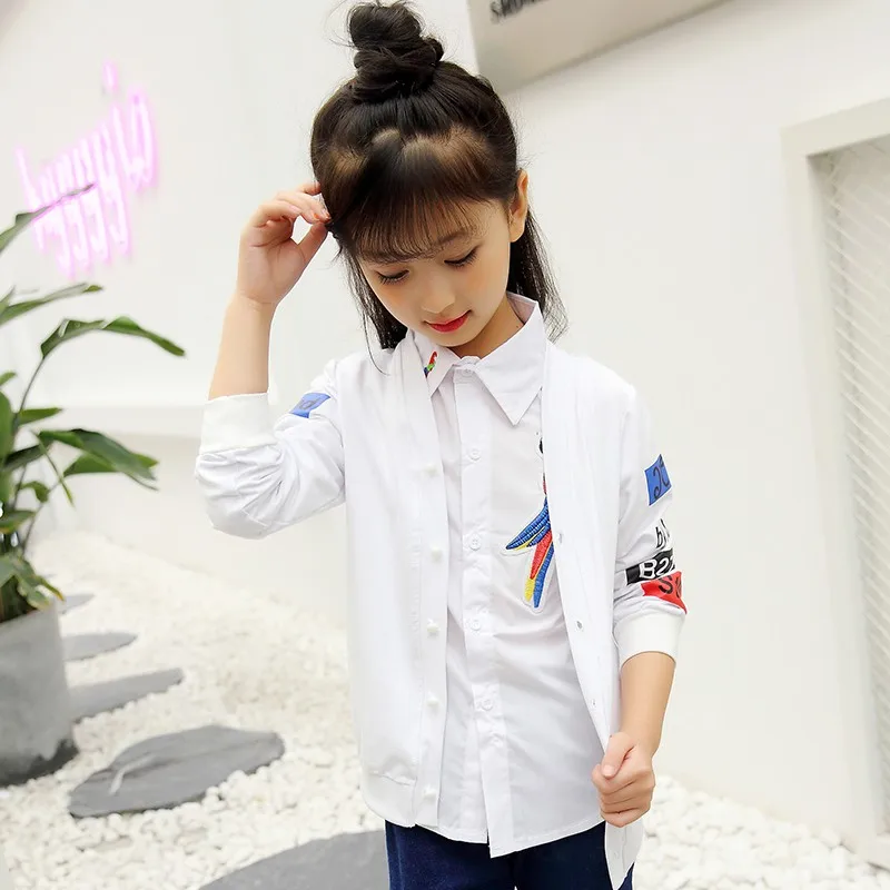 CROAL CHERIE  110-160cm Winter Autumn Sweater Jacket For Kids Girls Fashion Letter Girls Coats Boys Children Clothes Black White (10)