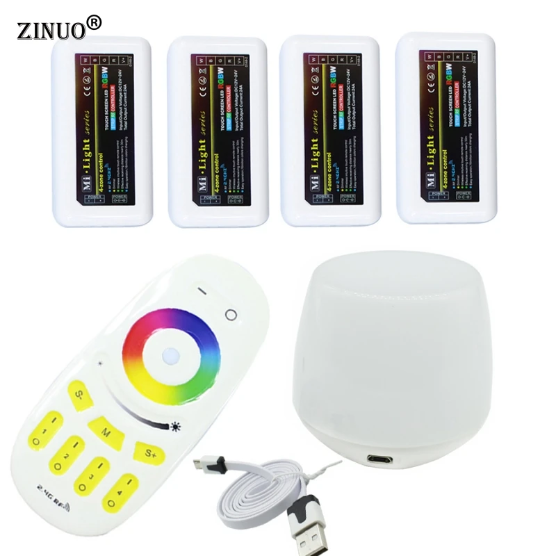 

ZINUO Milight Led WiFi Controller + 4PCS 2.4G Led RGBW Controller Box + 1PC 4-Zone RF Remote Control For RGBW Led Strip Light