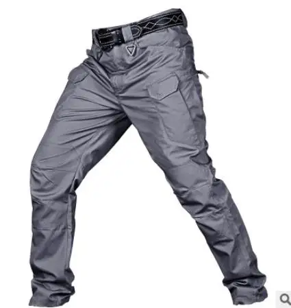 Новые мужские тактические штаны с несколькими карманами, военные городские рабочие брюки для путешествий, мужские уличные брюки-карго - Цвет: Серый