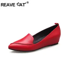 REAVE CAT/наивысшего качества из натуральной кожи весенние Лоферы однотонная обувь женские слипоны на плоской подошве удобная повседневная женская обувь A1138