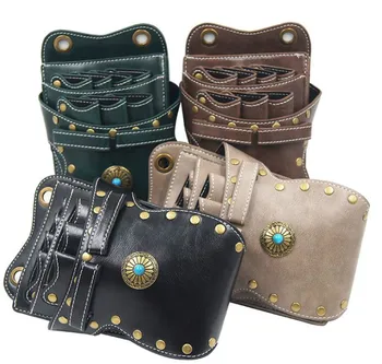 

PU Leather Classical Style Barber Hair Scissor Bag Hairdressing Holster Pouch Holder Case with Waist Shoulder Belt