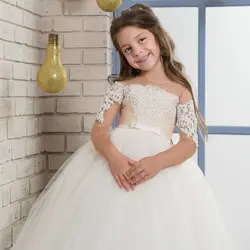 Элегантное платье с цветочным узором для девочек, детские платья с коротким рукавом и вырезом лодочкой для причастия