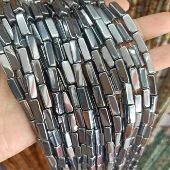 

4x13mm Natural Terahertz Stone Beads Fit Healthy Energy Bracelet Rectangle Shape Loose THZ Stone Beads For Jewelry Making 15''