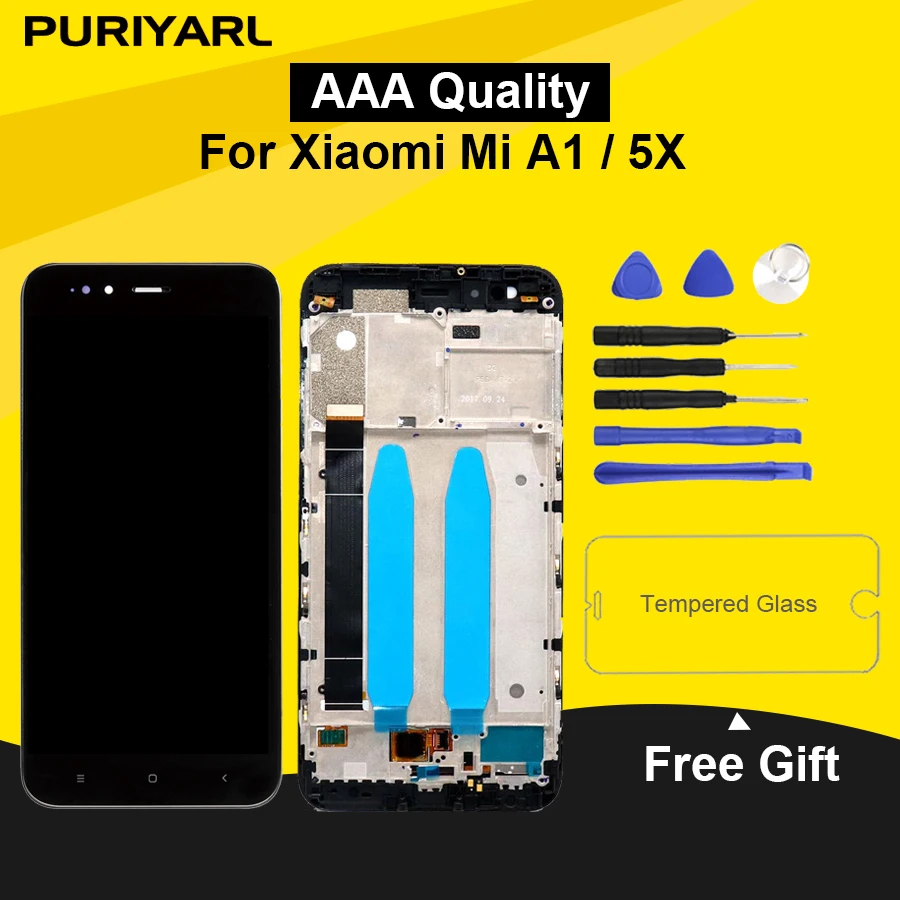 Цена AAA для Xiaomi mi A1 font b lcd b font кодирующий преобразователь сенсорного экрана в сборе для Xiaomi mi 5X ЖК дисплей с рамкой mi 5X mi A1 замена экрана