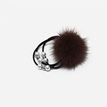 

2019 Fashion Mink Stretch Hair Band Rubber Band New Furry Hair Rope Female Hair Accessories Fashion Pearl Headdress.