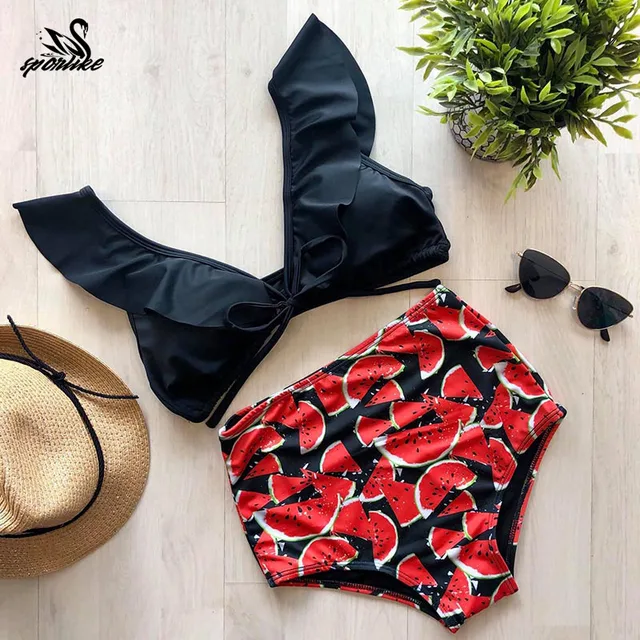 {Excellent|Wonderfull|Very Good|Very Recommended} Sexy Off The Shoulder Bikinis Women Swimsuit 2019 New Ruffle Swimwear Leaf Print Bathing Suits Beach Wear Swim Suits Biquini Special Price
