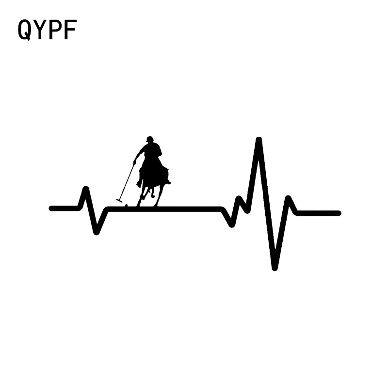 

QYPF 15*7CM Electrocardiogram Equestrian Polo Player Decor Car Sticker Accessories Vinyl Silhouette C16-0971