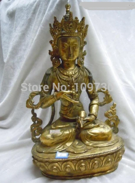 

003065 China copper bronze gild carved Amitayus buddha Sculpture statue