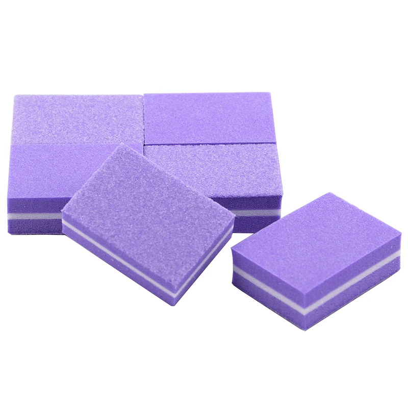 100Pcs Professional Nail Files Sanding Mini Small Purple Buffer Block Buffer Manicure Polish 100/180 Nail Art Sponge Tools