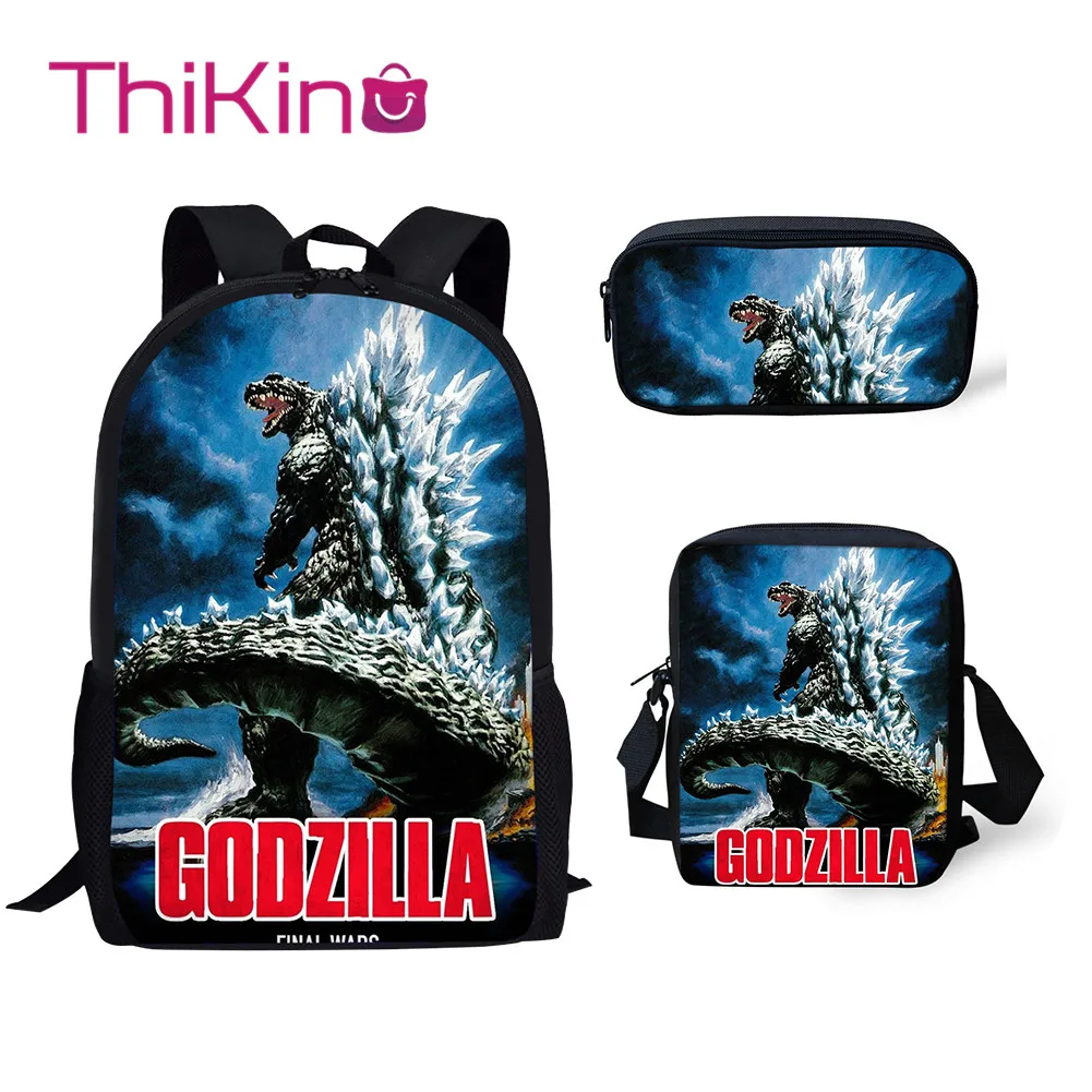

Thikin Godzilla Final Monstar 3Pcs/set Book Bags Children School Bag for Boys School Backpack for Teen Boys Girls Kids Book Bags