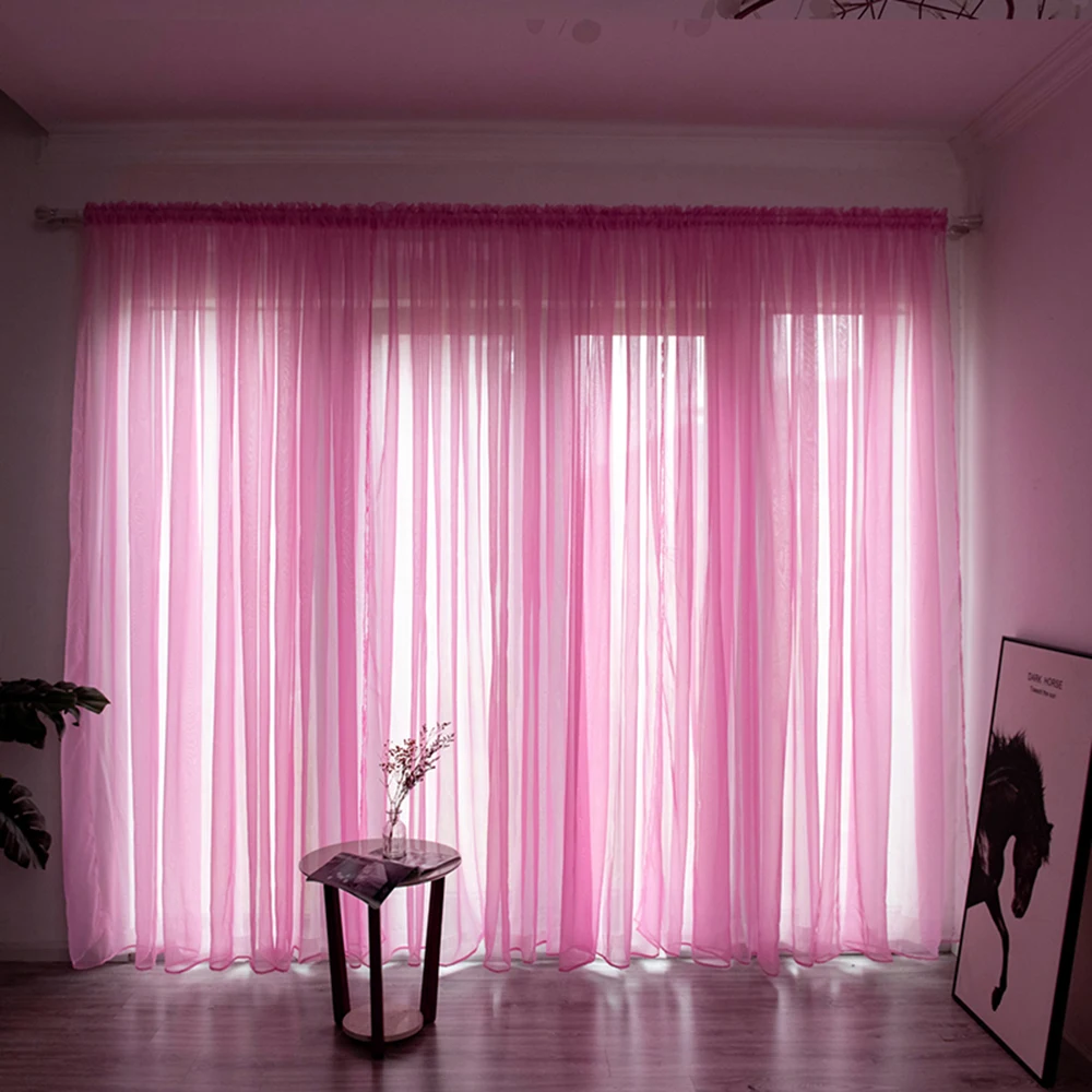 

Solid Color Sheer Curtain For Living Room Window String Curtains Bedroom Drape Panel Sheer Tulle Modern Window Treatments