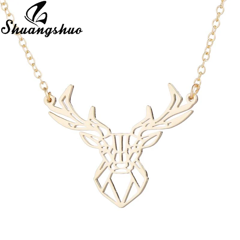 deer necklace origami necklace geometric necklace nature jewelry animal necklace minimalist necklace