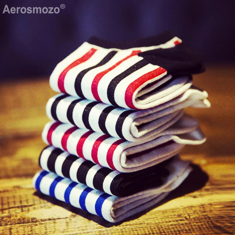 

5 Pairs/Lot Men Stripe Socks Men Breathable Short Cotton Socks