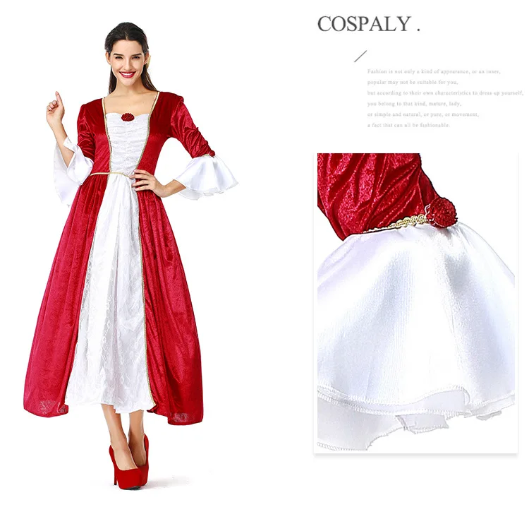 Для женщин красный, белый Средневековый Ренессанс викторианской платье принцессы queen костюм Средневековые Костюмы Эпохи Возрождения