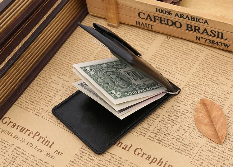 Высокое качество простой стиль зажим для денег кошелек с карманом для монет кожаный зажим для денег кредитница кожаный кошелек для мужчин