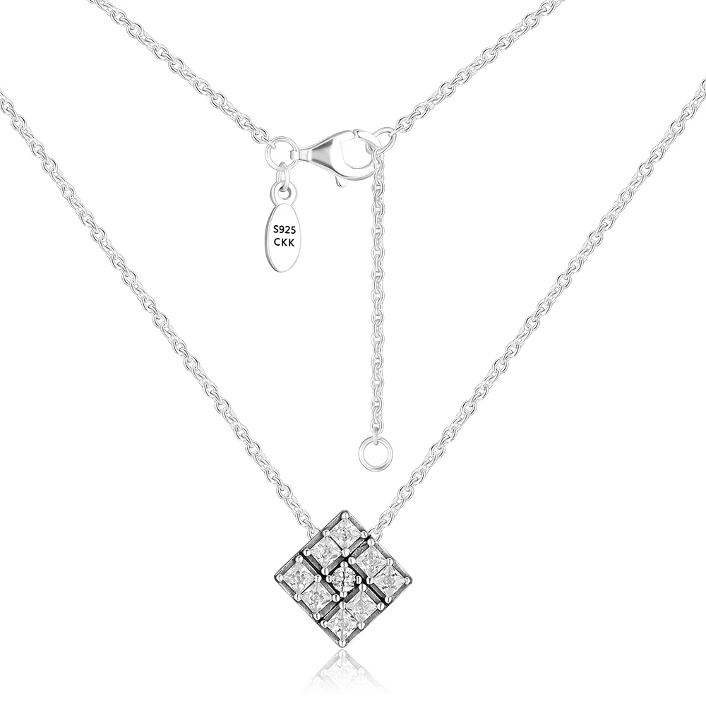 

CKK Logo 100% 925 Sterling-Silver-Jewelry Timeless Elegance Square Necklaces Fits for Jewelry Making Gift,60 CM