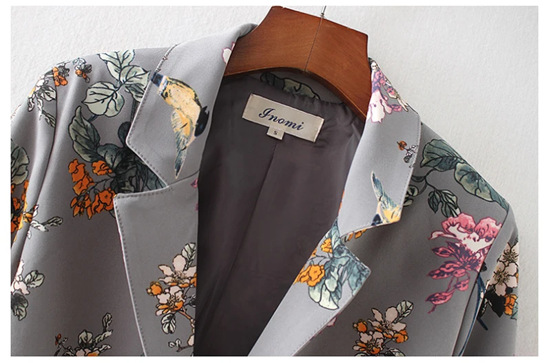 2018 Spring And Summer Women Suit New European Fashion Medium And Long Printed Long-Sleeved Belt Top Casual Small Suits D8A157 (2)