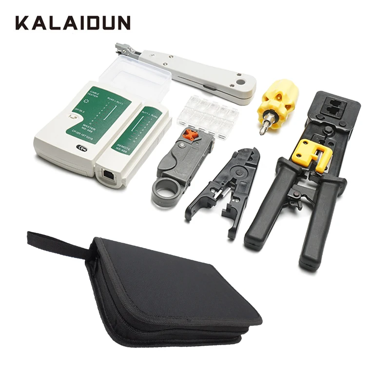 

KALAIDUN RJ45 RJ11 LAN Network Repair Tool Kit Cable Tester Stripper Pliers Crimper Plug Clamp Screwdriver Computer Maintenance