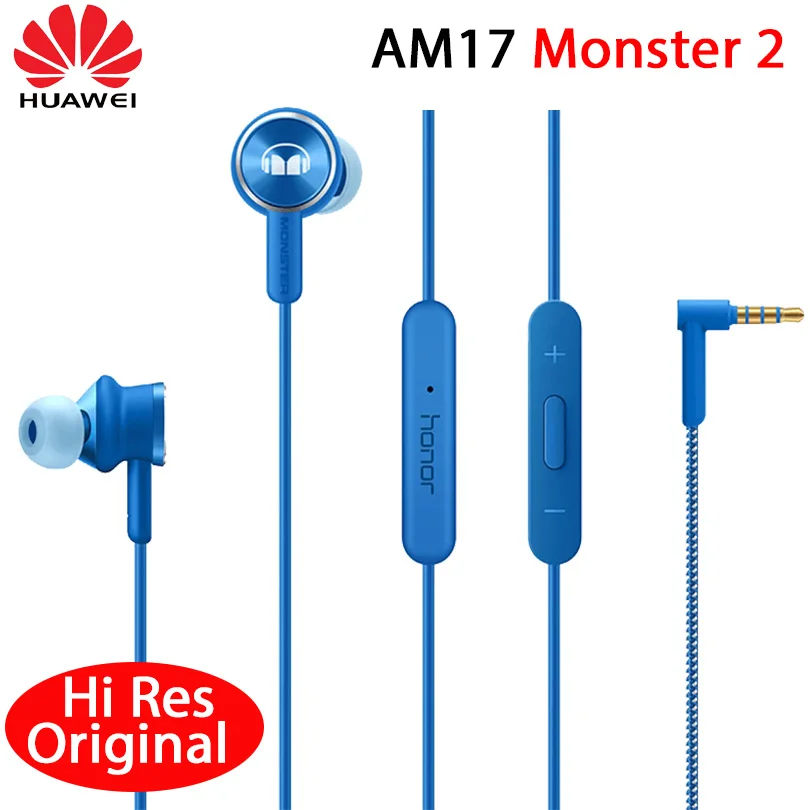 Huawei гарнитура huawei Honor наушники Monster 2 Hi Res AM17 3 5 мм наушники-вкладыши с пультом
