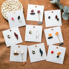 Novedoso diseño Vintage de esmalte colorido, asimétricos geométricos irregulares, ovales redondos, aretes largos para mujeres y niñas, regalos de joyería